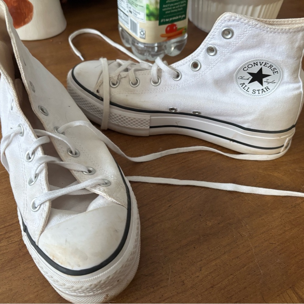 Converse White High-Top Sneakers with Black Details
